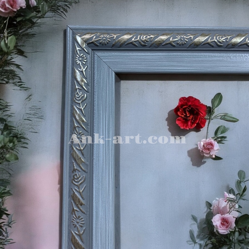 Фоторамка "свiтло-сiра з вiзерунком". Середнiй (ПШ) профіль 22 мм.