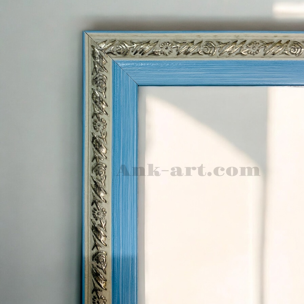 Фоторамка "блакитна з вiзерунком". Середнiй (ПШ) профіль 22 мм.