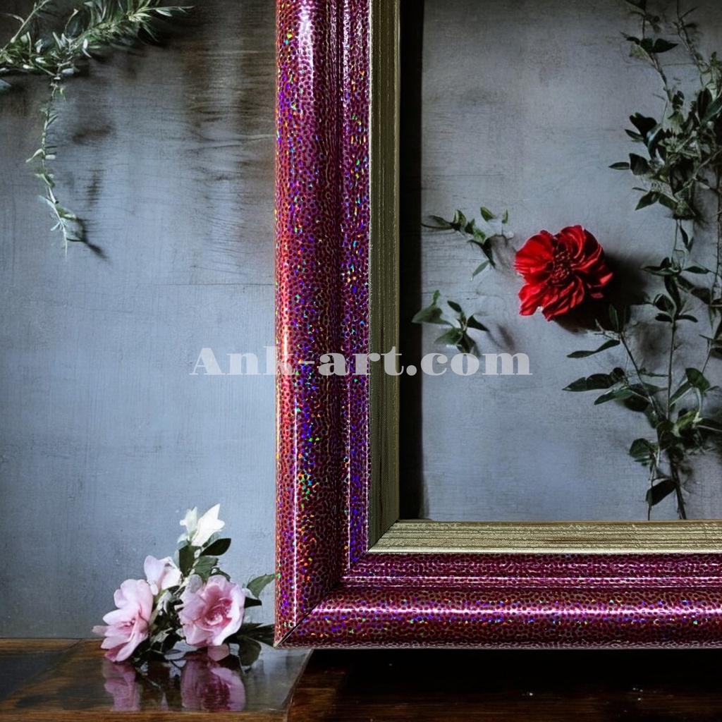 Фоторамка "рожева з перламутром". Вузький (У) профіль 15 мм