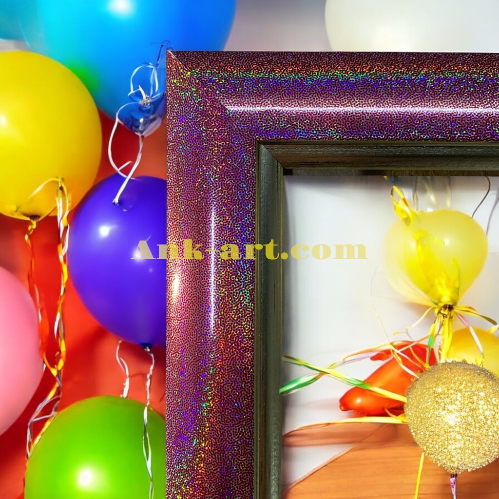 Фоторамка "рожева з перламутром та золотим кантом". Широкий (Ш+) профіль 30 мм.