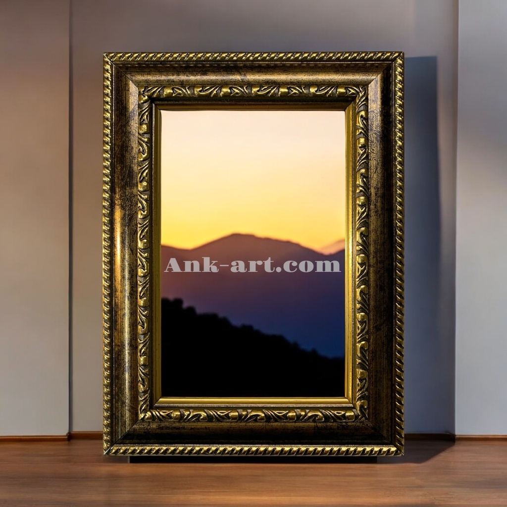 Рамка-107 "Темно-золота з подвійним візерунком". Широкий (Ш+) профіль 29 мм.  (Картон без ніжки з підвісами, 9х13)