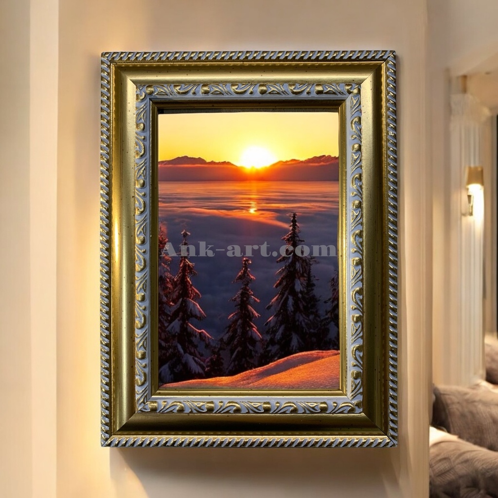 Рамка-106 "Світло-золота з подвійним візерунком". Широкий (Ш+) профіль 29 мм. (Картон без ніжки з підвісами, 9х13)