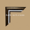 Рамка-202 "Темно-золота з бiлим паспарту та вiзерунками". Широкий багетний профіль 58 мм. 