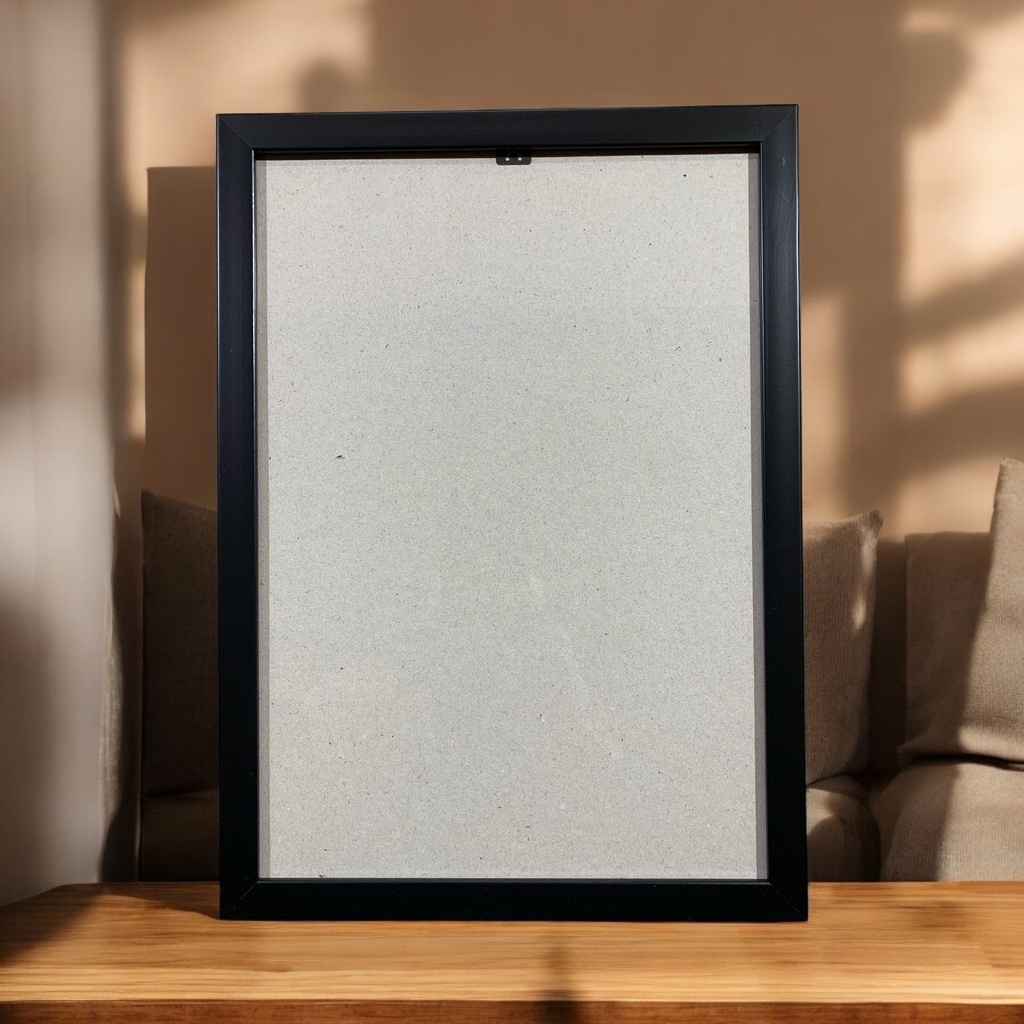 Рамка-016 "Чорна гладка". Вузький (У) профіль 16 мм (Картон без ніжки з підвісами, 9х13)