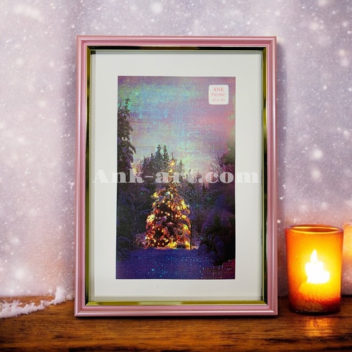 Рамка-013 "Рожева з золотим кантом". Вузький (У) профіль 15 мм